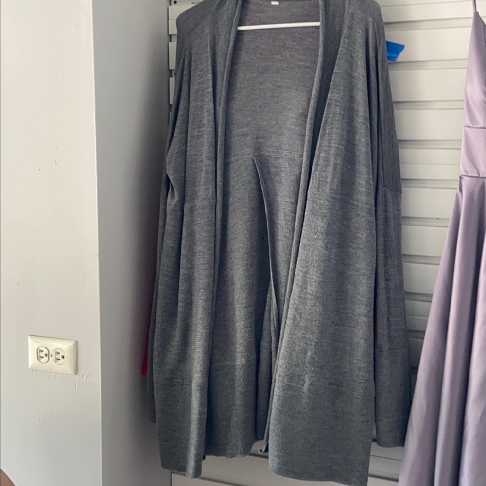 Lululemon Long grey sweater with open back